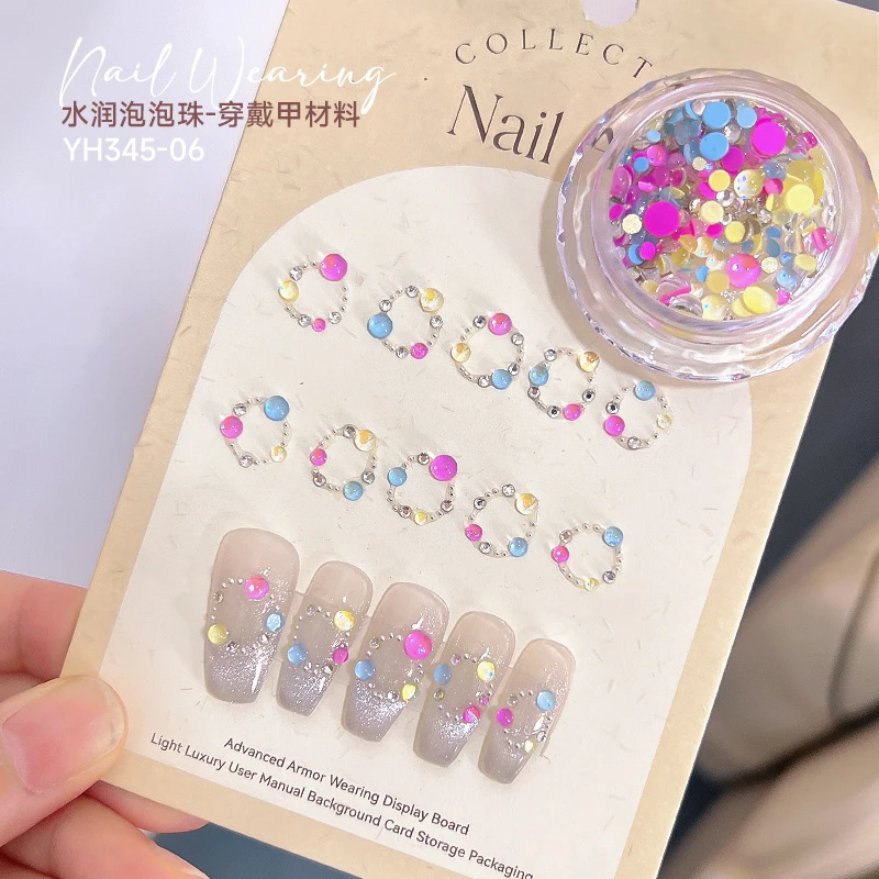 穿戴甲材料包尖底钻超闪歪心月亮平底爆闪指甲配饰美甲饰品-315