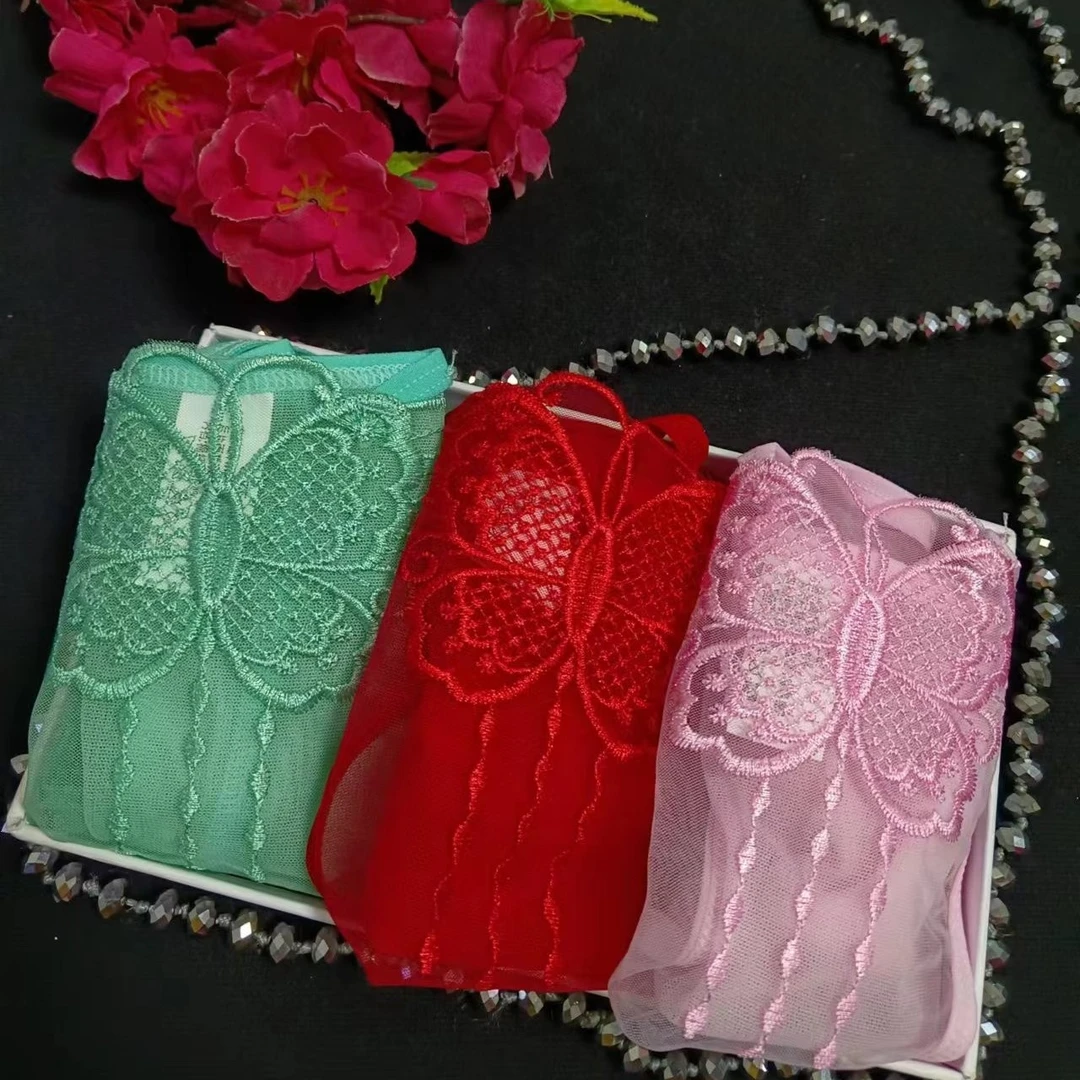 时尚女士潮流网纱刺绣低腰家居裤  2条