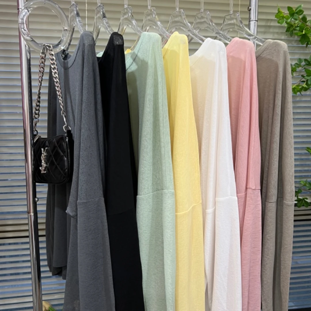 百搭薄料【雪融面膜防晒衫】宽松慵懒风长袖纯色上衣