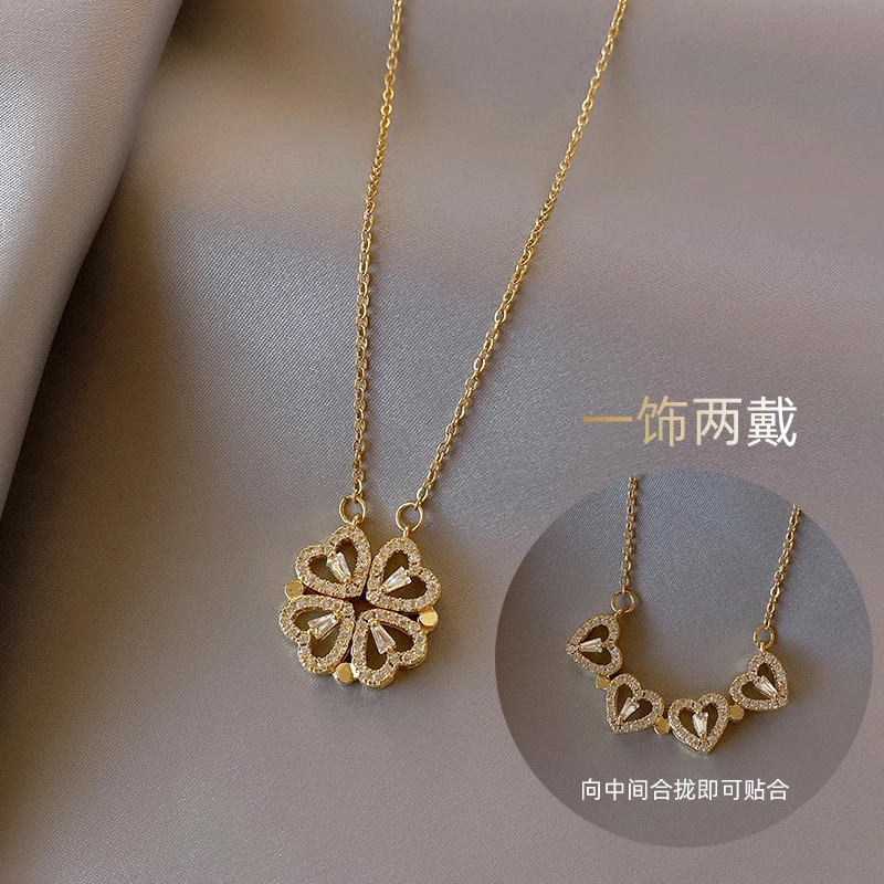 钛钢项链 一饰两戴爱心项链女轻奢小众气质百搭坠链设计感锁骨链
