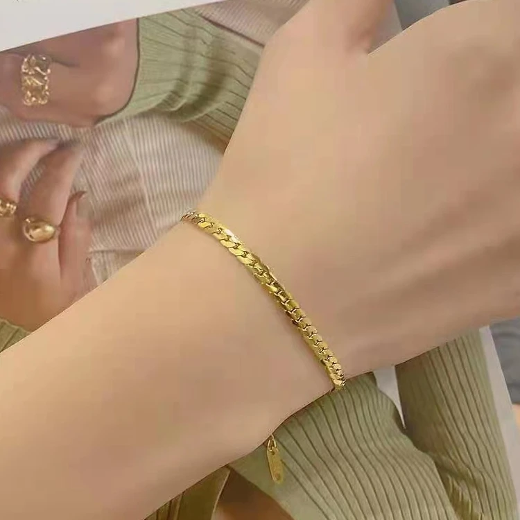钛钢手链 马鞭链钛钢手链 时髦百搭裸链条欧美港风ins高品质情侣