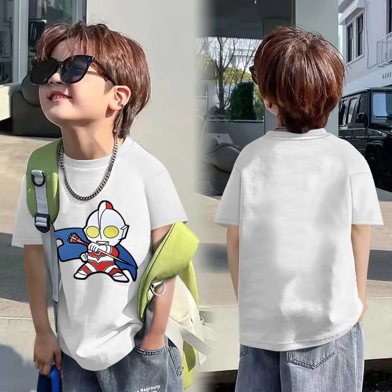 男童印花奥特曼新款短袖T恤夏季童装帅气男孩纯棉帅气中大童潮款