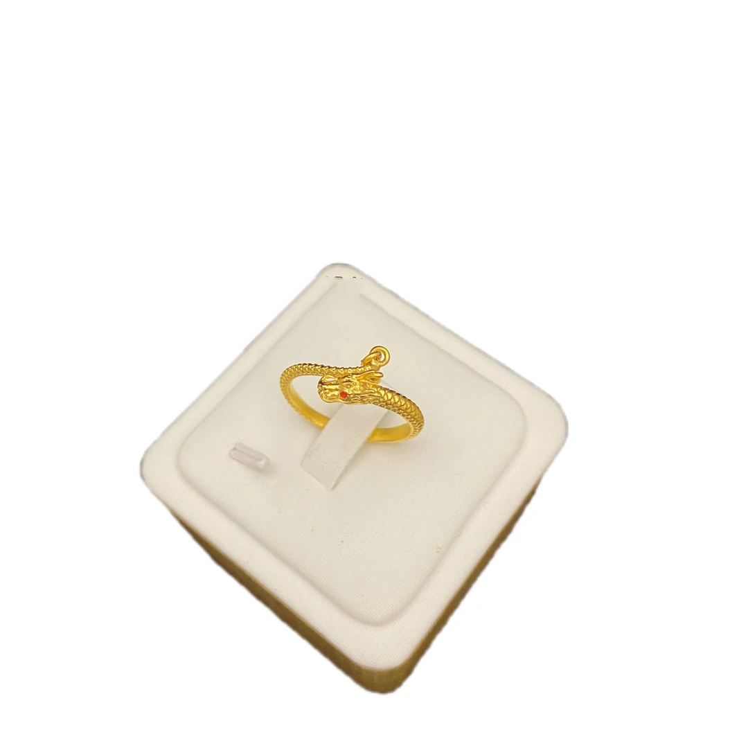 合金戒指 神龙摆尾三圈盘龙活口戒指龙戒指饰品可调节首饰金色