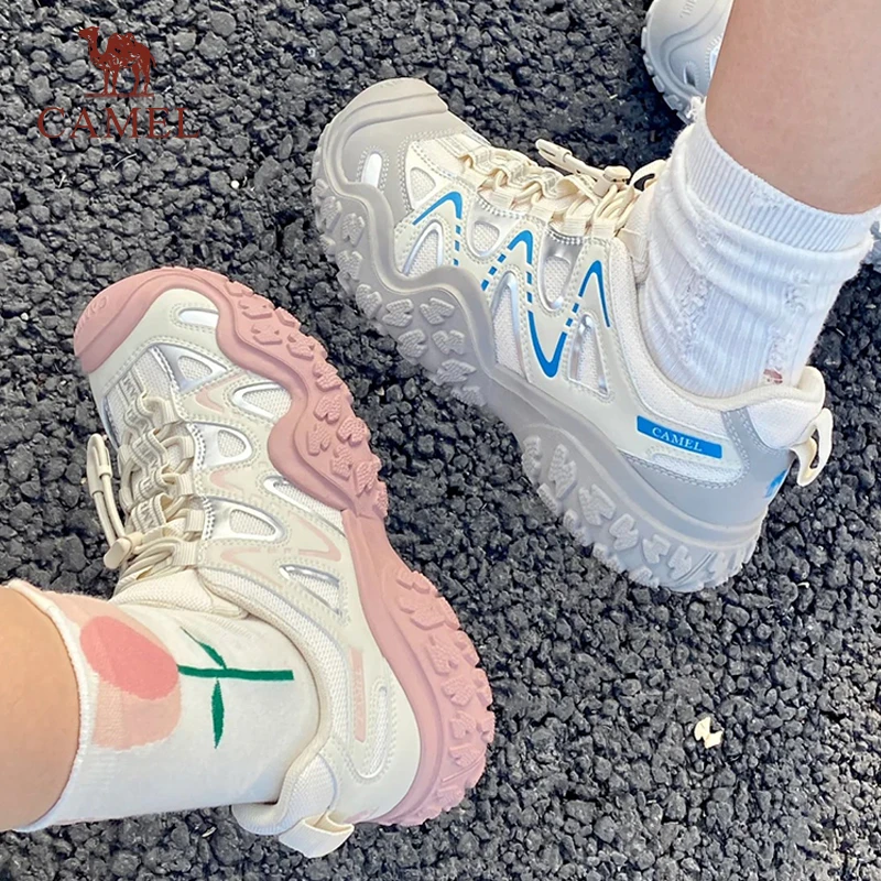 骆驼女鞋透气丑萌鞋女户外徒步时尚百搭夏季老爹运动鞋