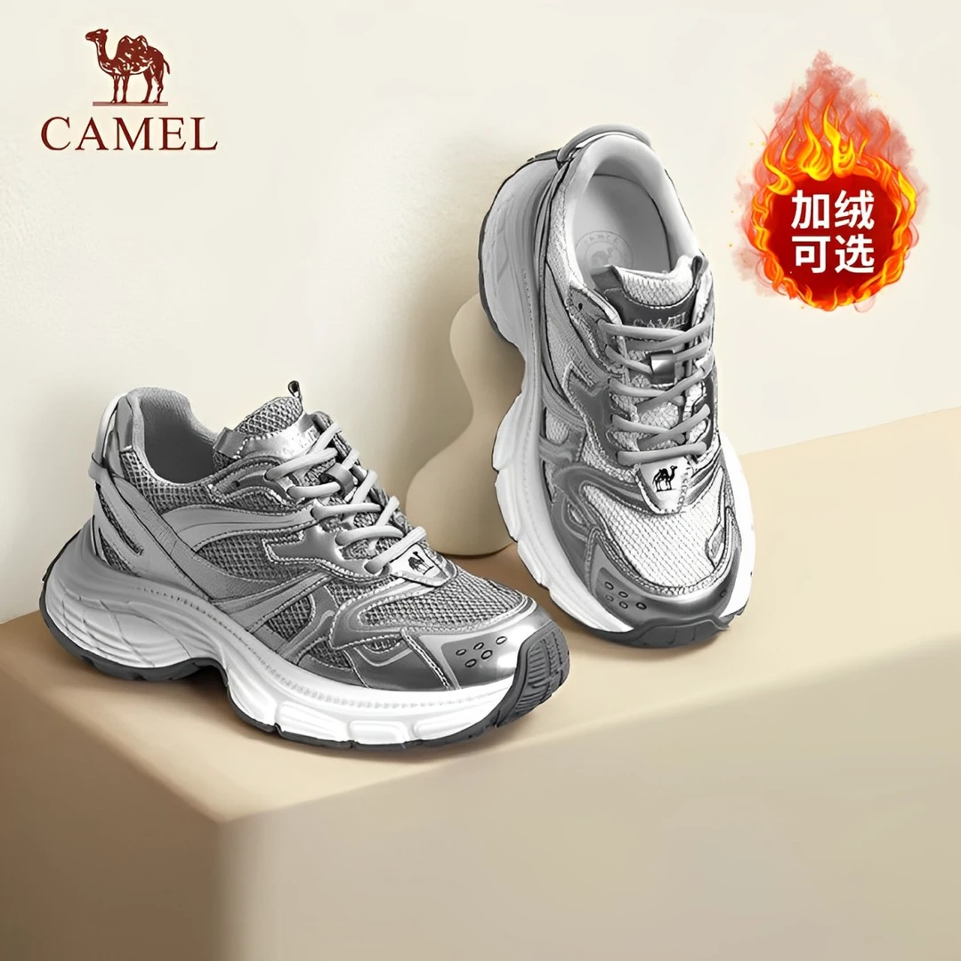 骆驼女鞋2025秋季新款时尚复古休闲老爹鞋女款厚底增高轻弹运动鞋