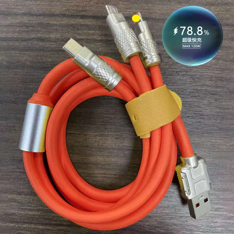 一拖三手机充电线通用加粗三头