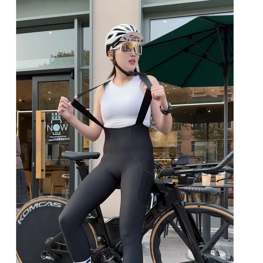 IPFP 冬季暖骑系列双箭头抓绒背带自行车骑行长裤双侧兜单车裤