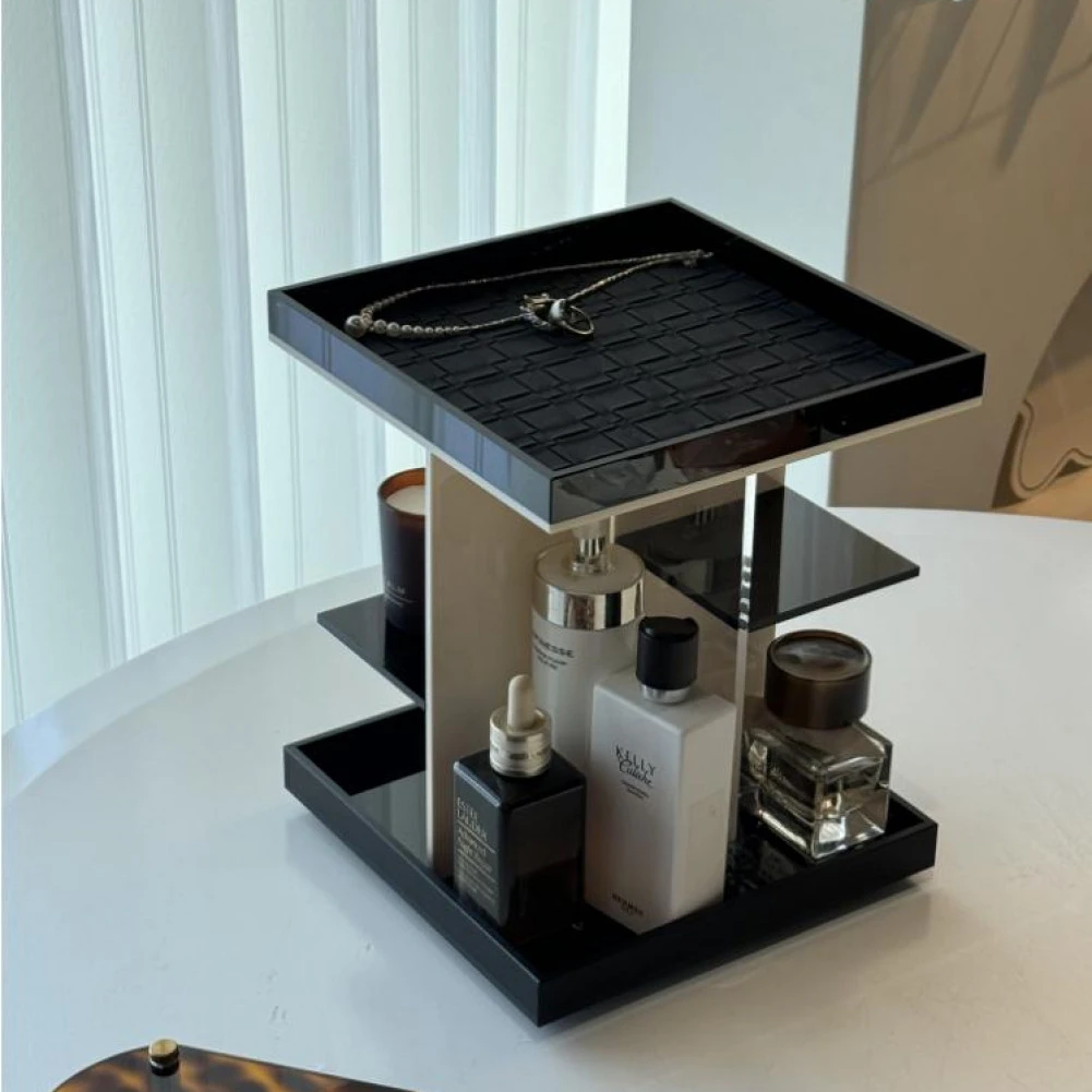 居家日用旋转亚克力化妆品置物架桌面首饰托盘香水护肤品梳妆台