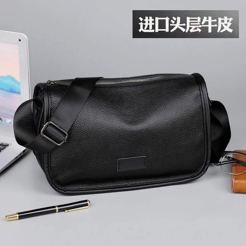 2024新款头层牛皮斜挎真皮男士商务大容量潮流休闲挎包单肩包男款