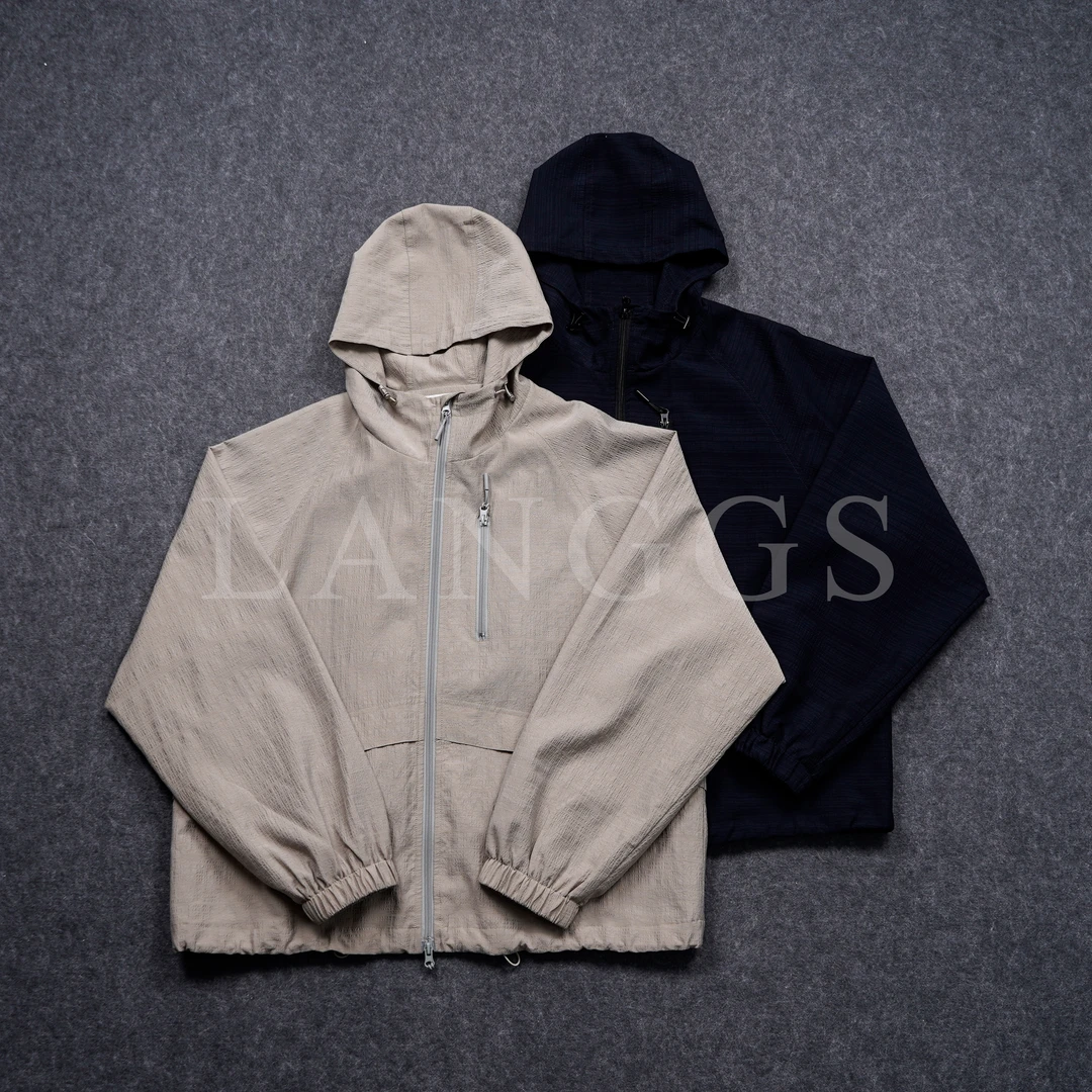 LANGGS&木子里 潮流天丝休闲连帽透气时尚简约百搭户外夹克-SY384