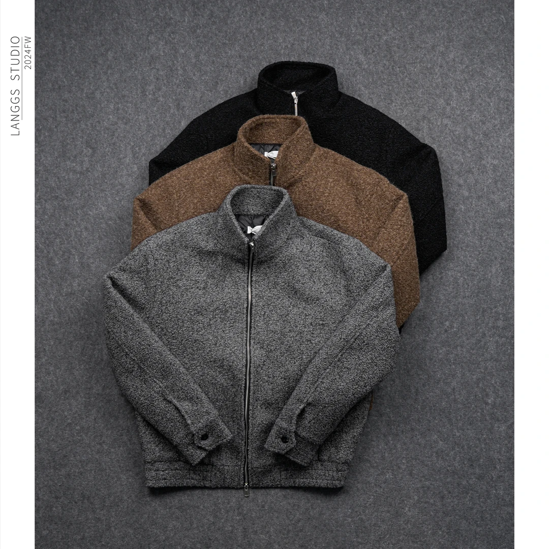 LANGGS&木子里 男款时尚立领羽绒服拉链长袖短款保暖-YR-Z11