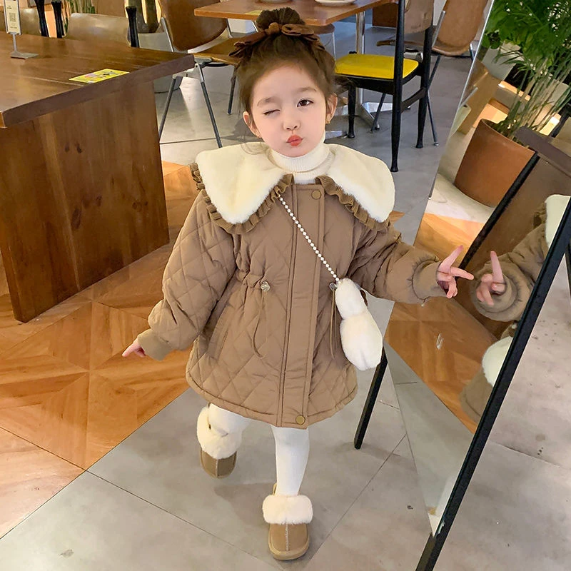 巴拉新品女童棉服外套秋冬季2023新款洋气加绒加厚棉袄儿童女宝宝