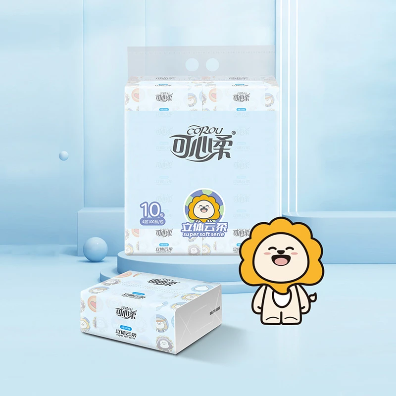 可心柔抽取纸面巾100抽*10包VF1395家庭用纸4提共40包一次性抽纸