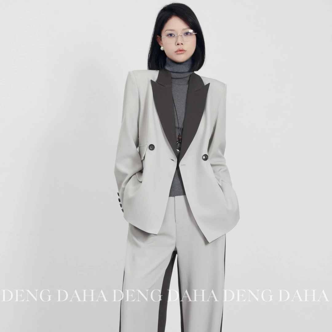 「暮秋回廊」2024秋季设计撞色时尚休闲西装外套HBZC621117 nnassa