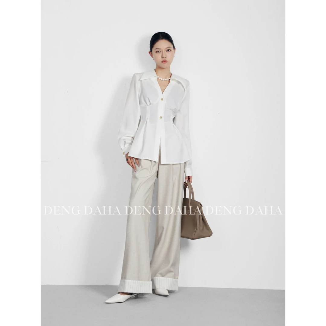 「简爱日记」2024秋季翻领气质收腰显瘦时尚衬衫  nnassa