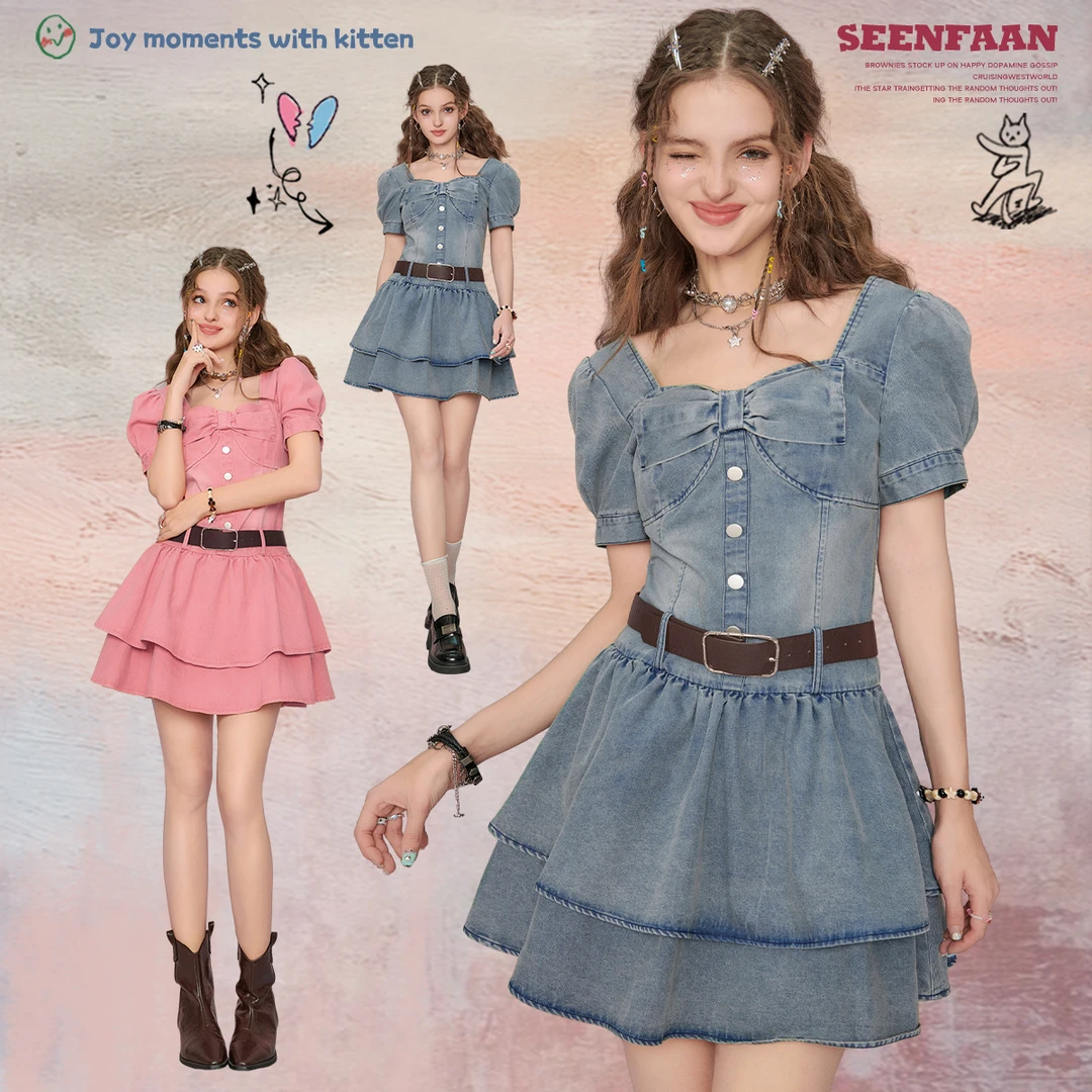 0037+【金拐子专属】盛放新款牛仔街头风连衣裙女设计感短裙ESQ005