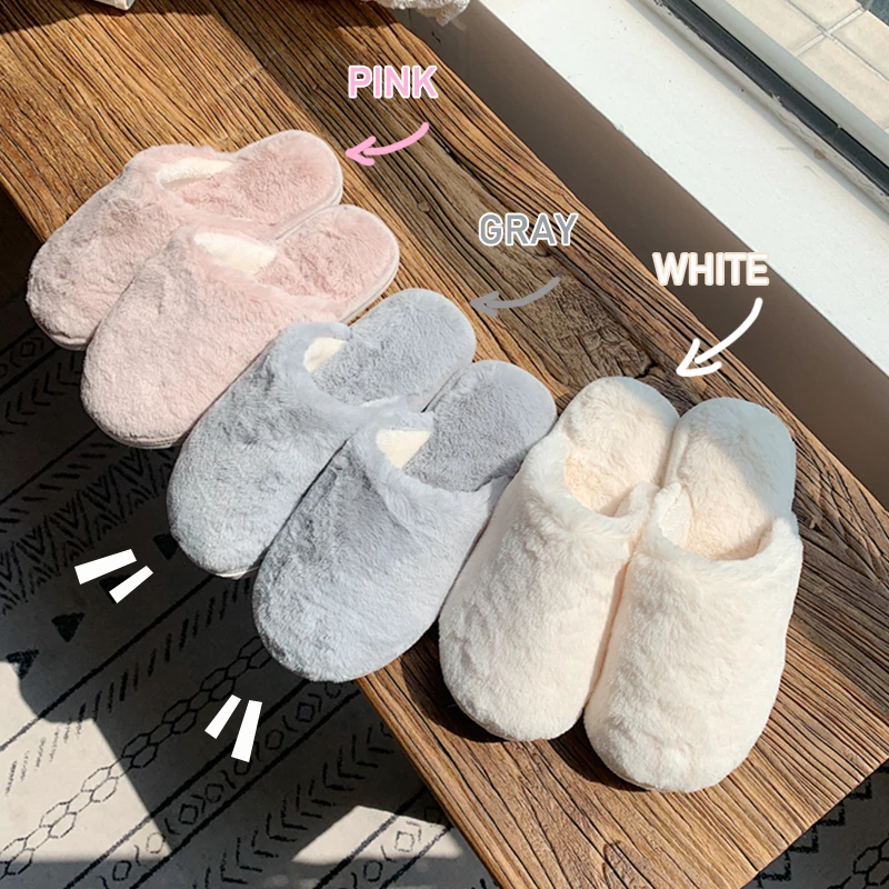 日系简约冬季室内纯色棉拖鞋女居家用防滑软底保暖毛毛绒鞋月子鞋