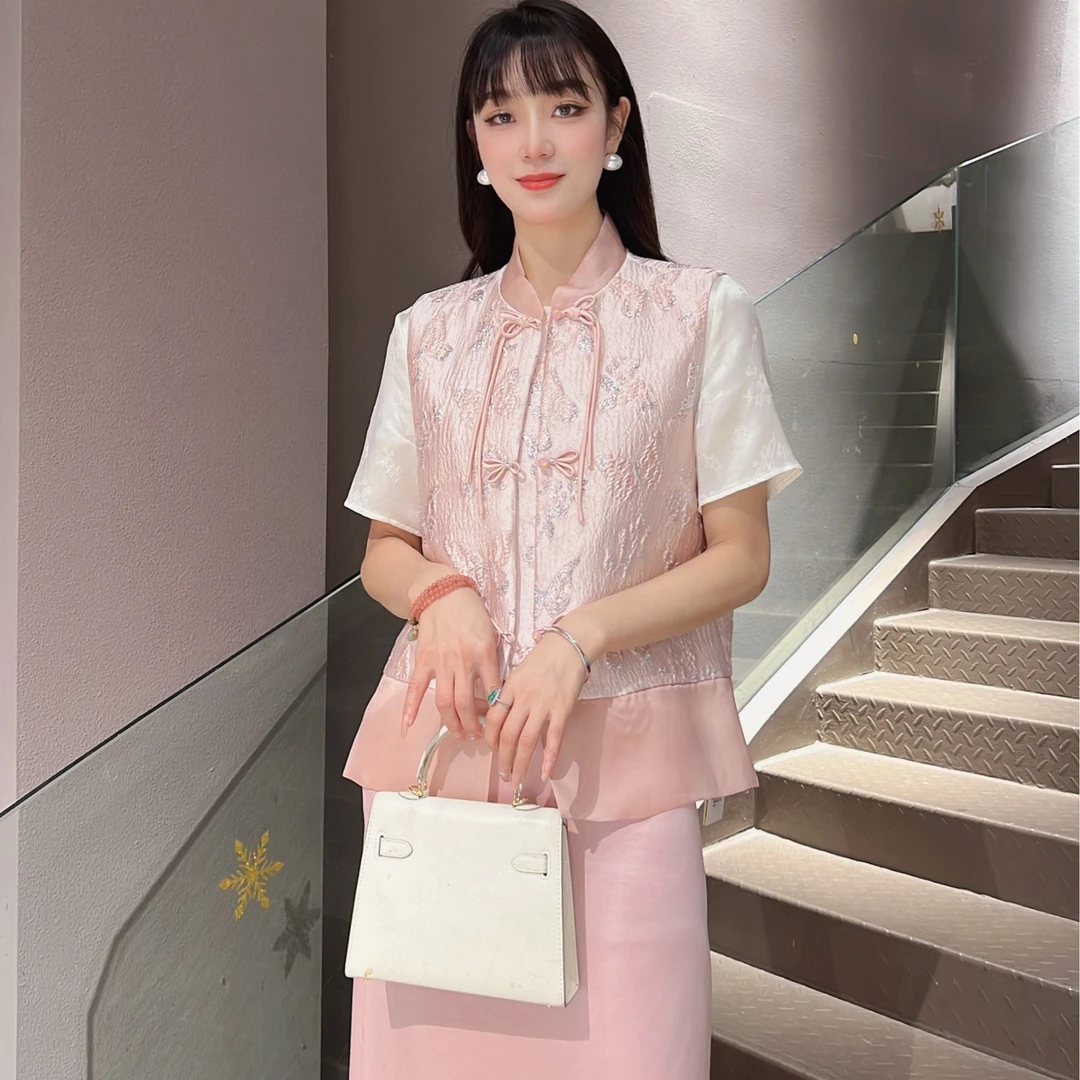 《秀秀定制》《鎏光蝴蝶》时尚显瘦中国风气质新中式复古提花马甲0153