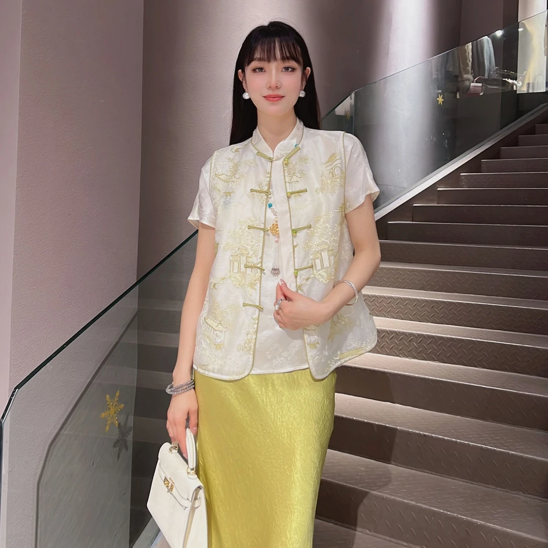 《ELFBOX》夏季上新新中式时尚显瘦国风气质百搭款薄款真丝马甲0345