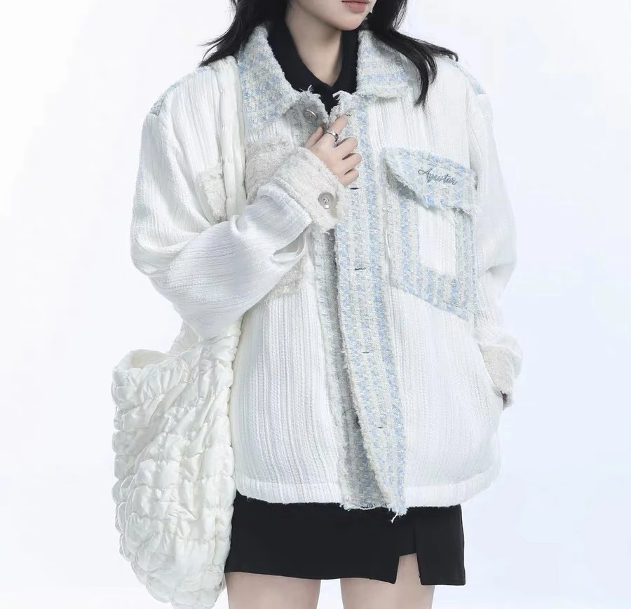 小青蛙美式复古小香风外套男女春季新款拼接高级感情侣棒球服夹克