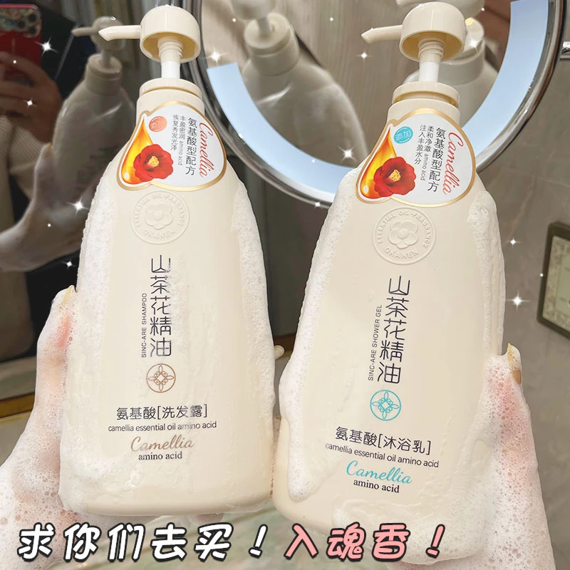 山茶花蓬松柔顺精油养发润发丰盈氨基酸持久补水洗发水
