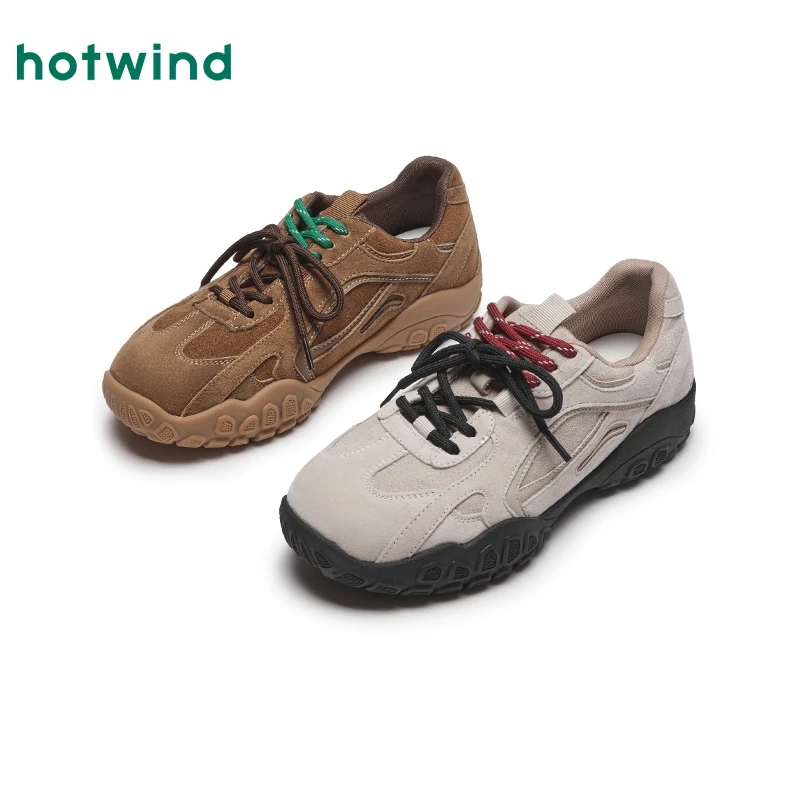 热风2024年秋季新款复古奶茶色丑萌鞋软底通勤休闲单鞋女H42W4346