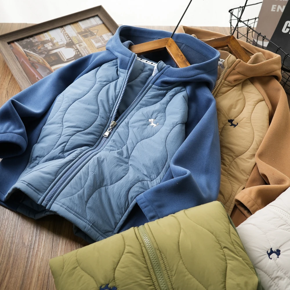 冬季儿童加绒防风棉服外套男童小狗刺绣连帽拉链保暖39033