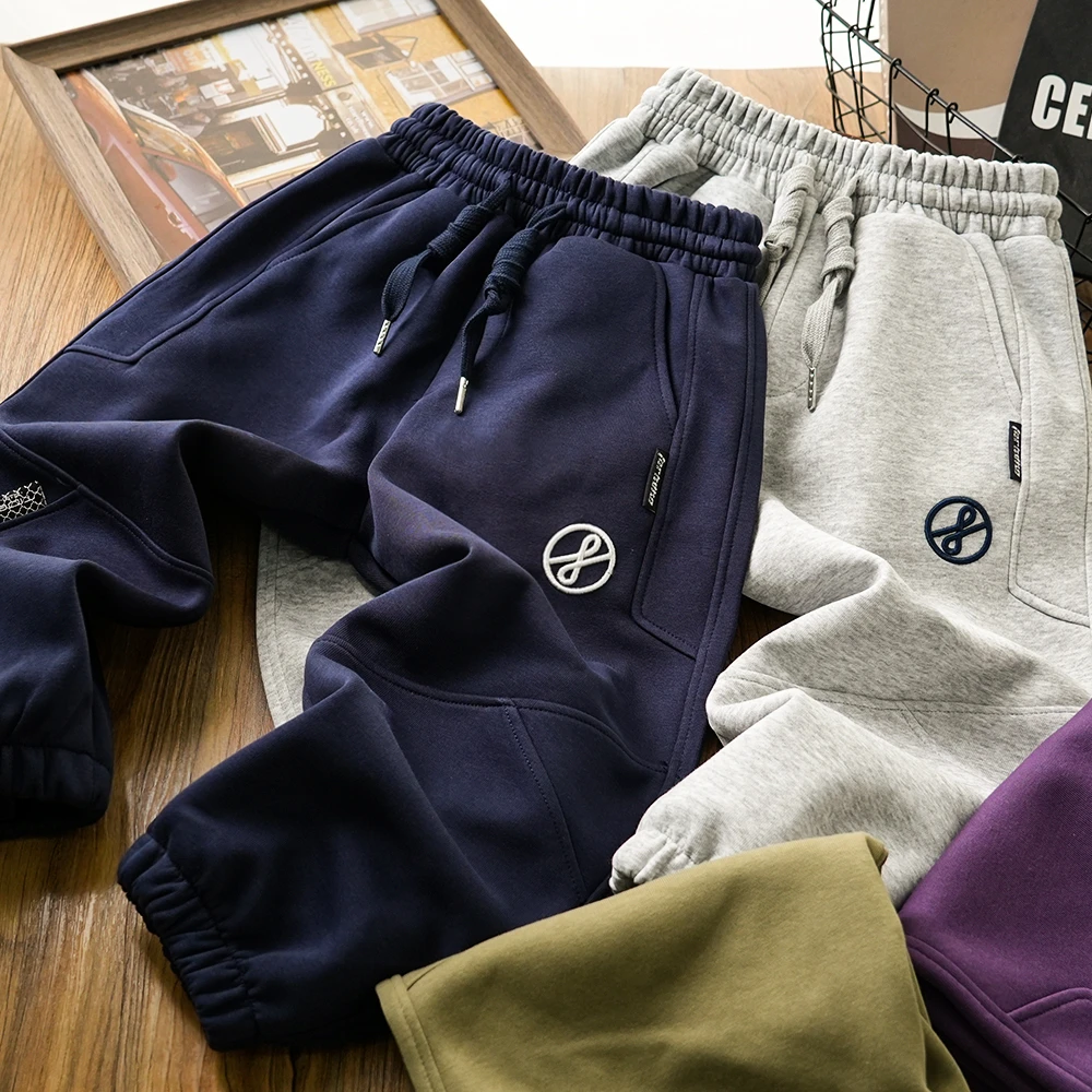 儿童男童秋季新款刺绣拼接休闲卫裤中大童束脚裤子百搭S739