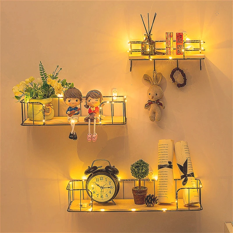 免打孔创意简约墙面客厅房间木板置物架免钉上墙壁挂式木板壁挂架