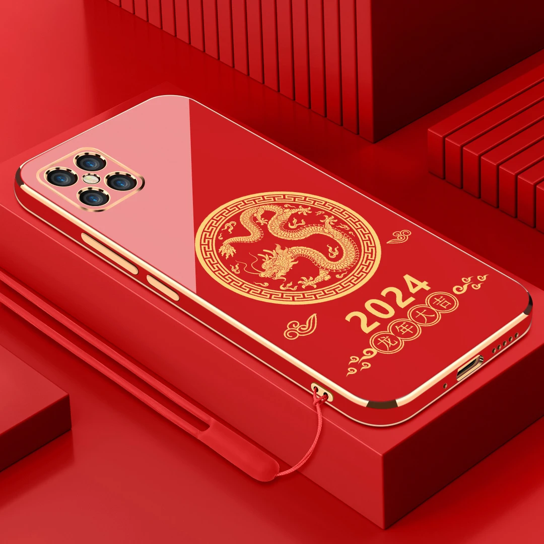 电镀龙年大吉适用华为nova8se手机壳防摔硅胶保护壳直边手机套