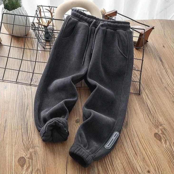 2023秋冬季新款卫裤中大童雪尼尔长裤儿童休闲裤时尚潮流男童裤子
