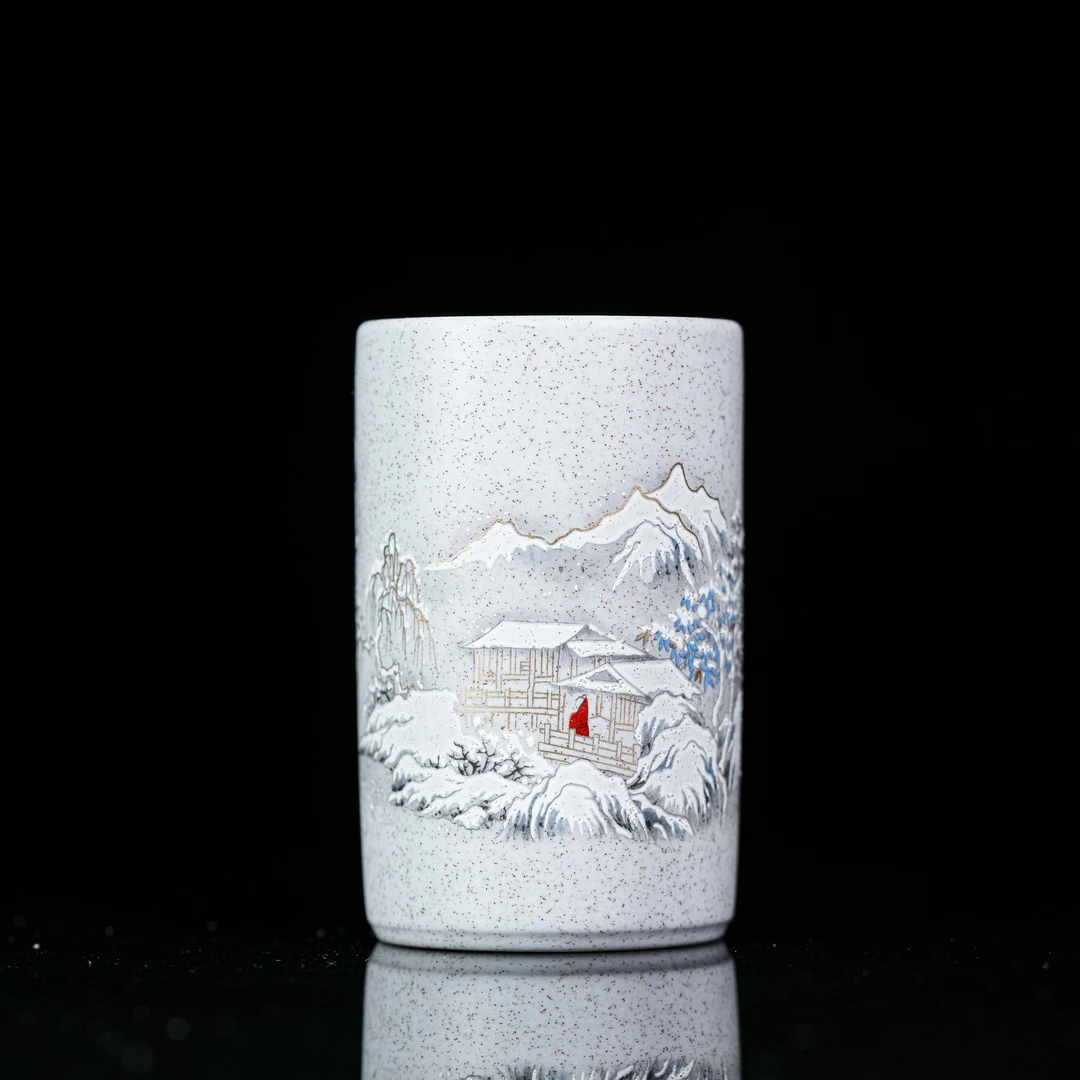 y0157海蓝泥雪景宜兴原矿紫砂全手工文玩茶道主人杯