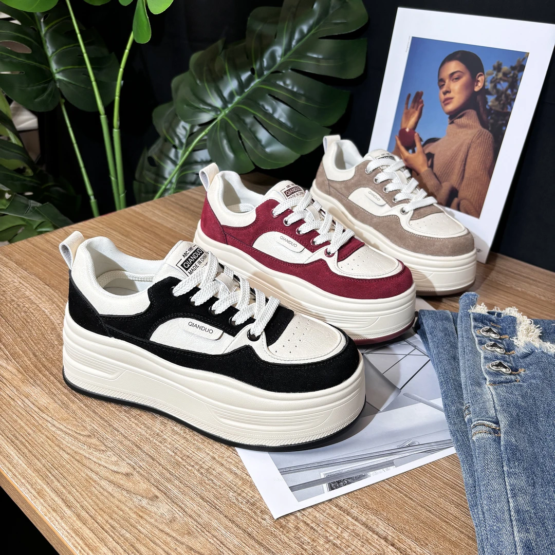 【增高7CM】2025春季新款美拉德运动鞋百搭厚底小白鞋运动休闲鞋子