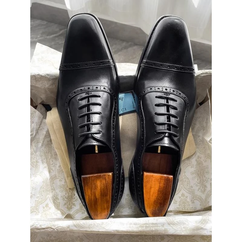 时尚经典正装皮鞋商务三接头雕花牛津鞋皮鞋男德比鞋男结婚新郎鞋