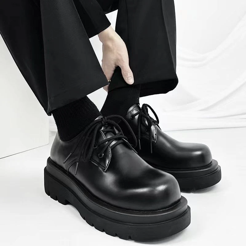 小皮鞋男女同款2023春季新款休闲大头德比鞋男厚底英伦风百搭潮鞋