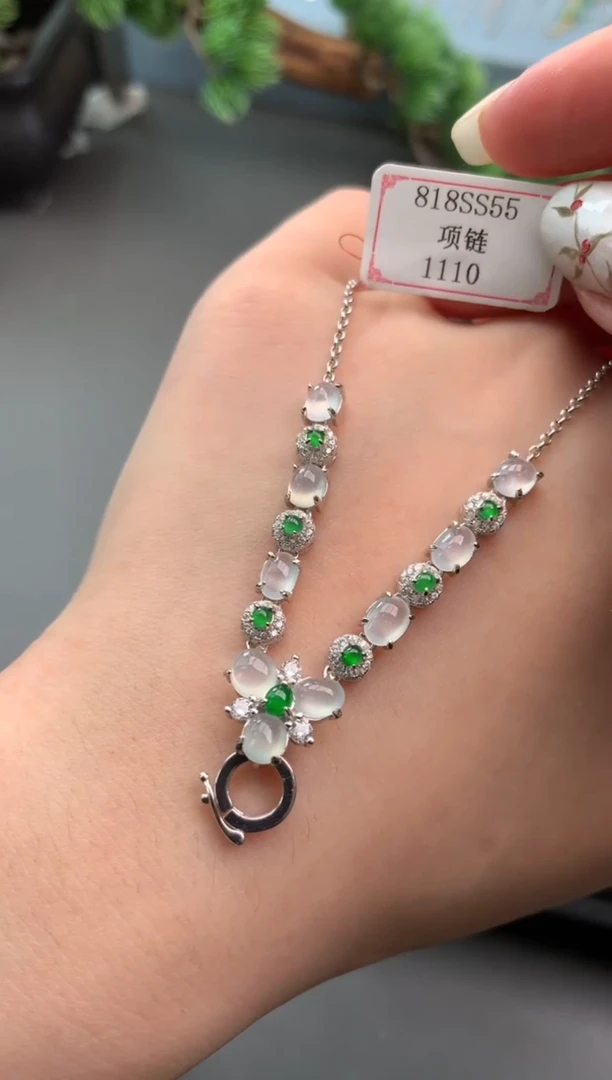 【闪购商品】翡翠项链银S925镶嵌818SS55