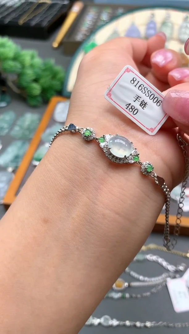 【闪购商品】翡翠手链银S925镶嵌816SS006