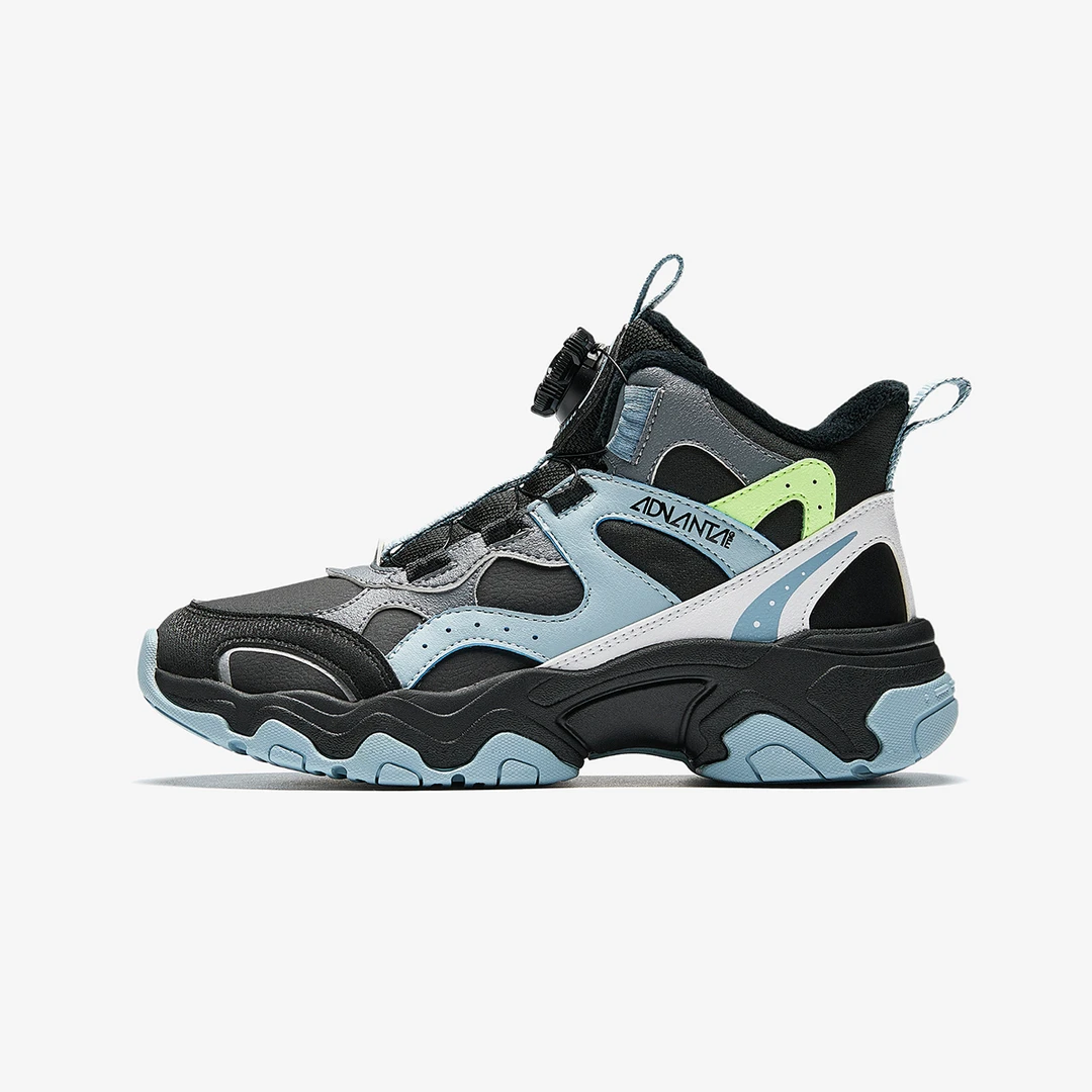 安踏儿童中帮加绒棉鞋2024冬款舒适保暖旋钮二棉男女中大童-ZB