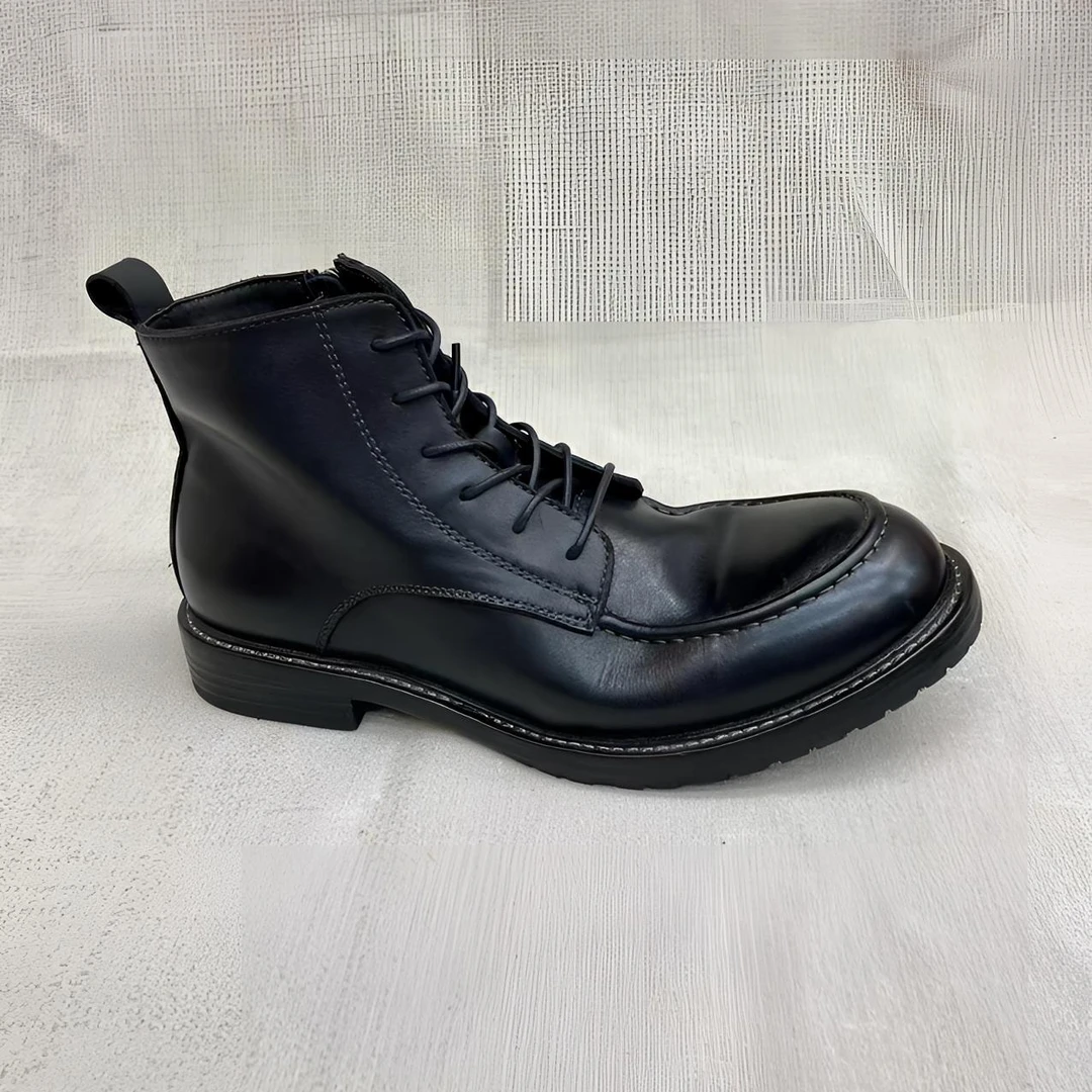 【捡漏】秋冬季真皮马丁靴男士复古皮靴英伦风高帮男鞋圆头短靴男款
