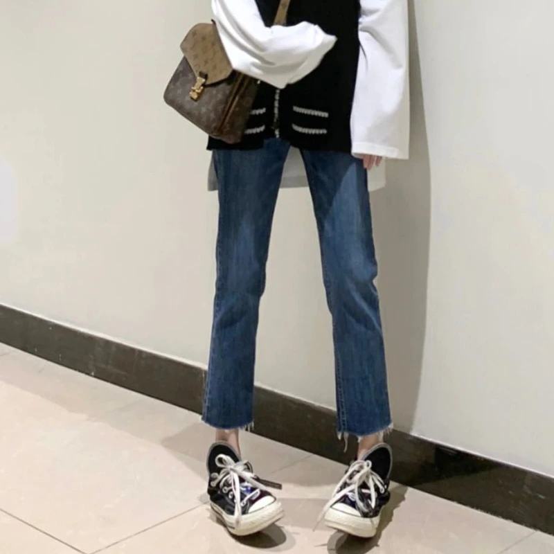 夏季小个子七分八分牛仔裤女2025年新款高腰显瘦直筒烟管裤子