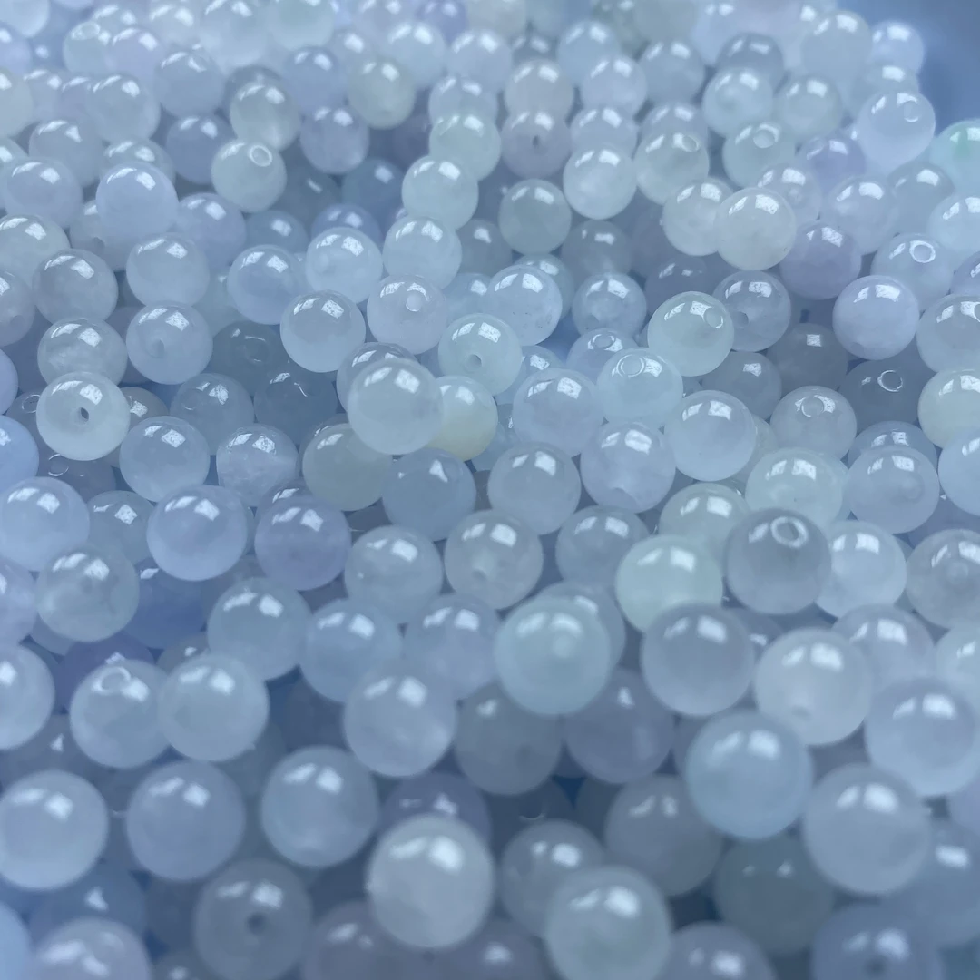 6mm 翡翠散珠 白冰  一颗 多样性发货  配弹力绳