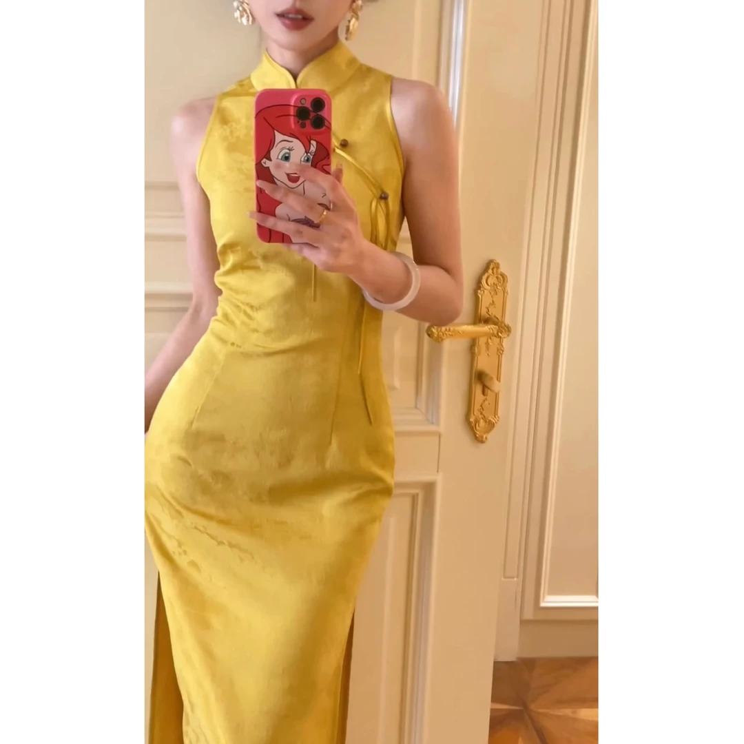 裁一2025经典提花暗纹旗袍连衣裙24-08