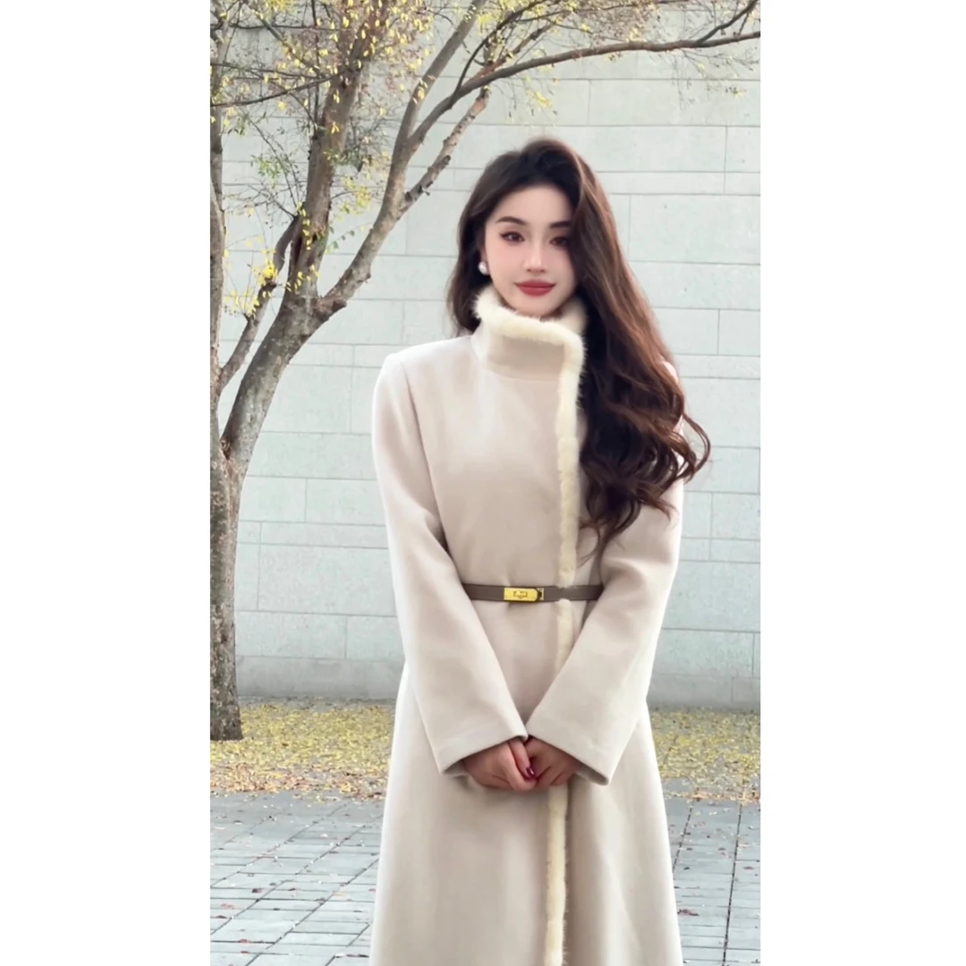 裁一水貂领绵羊毛大衣3028（卖完不补！）