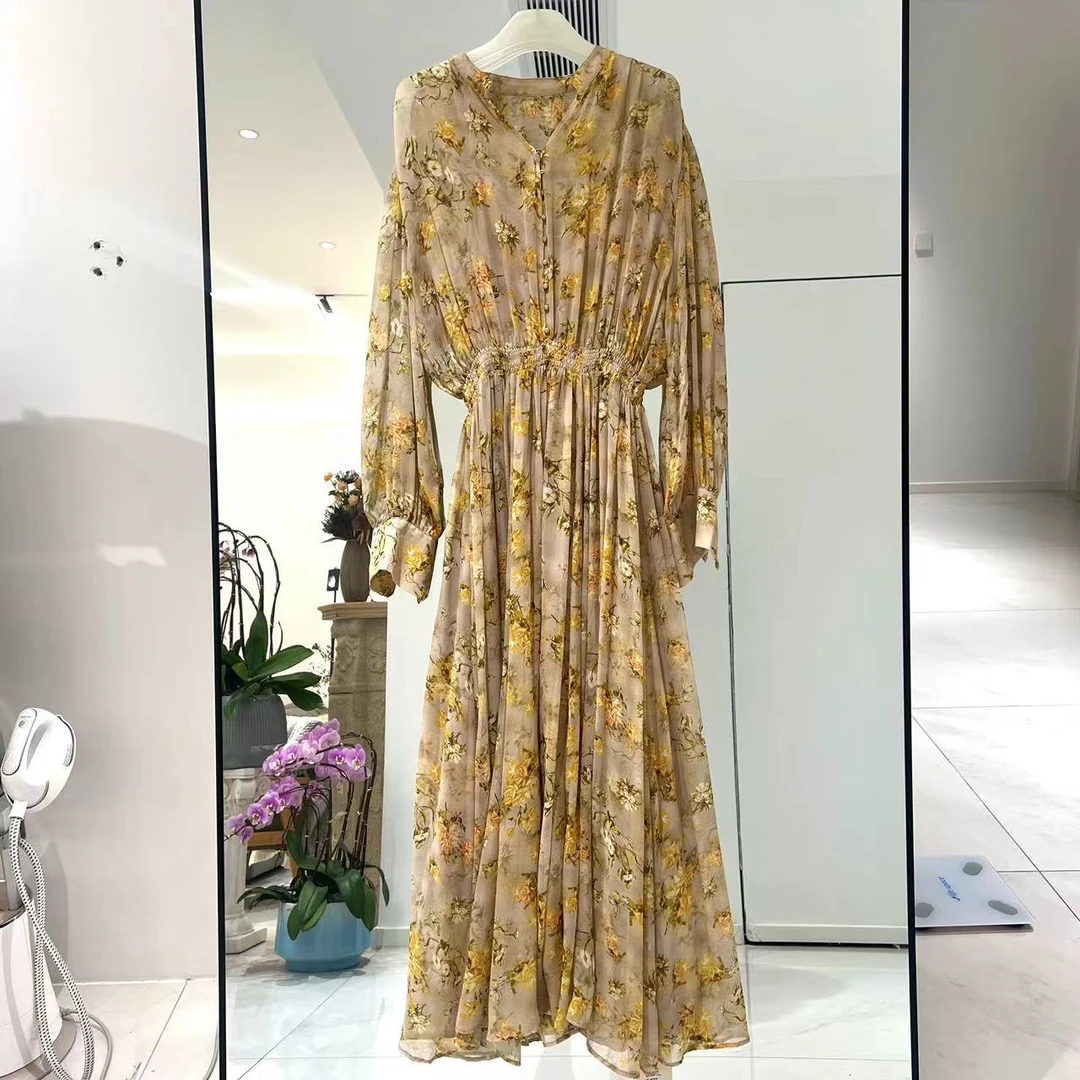 【设计师思文】重磅100桑蚕丝连衣裙HF24D216