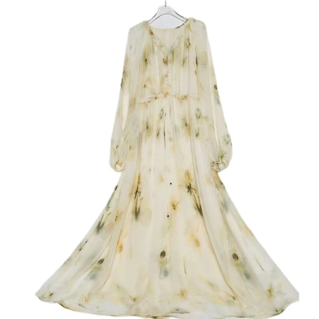 【设计师思文】短款白色漫画少女重磅100桑蚕丝连衣裙Y24C9135-5