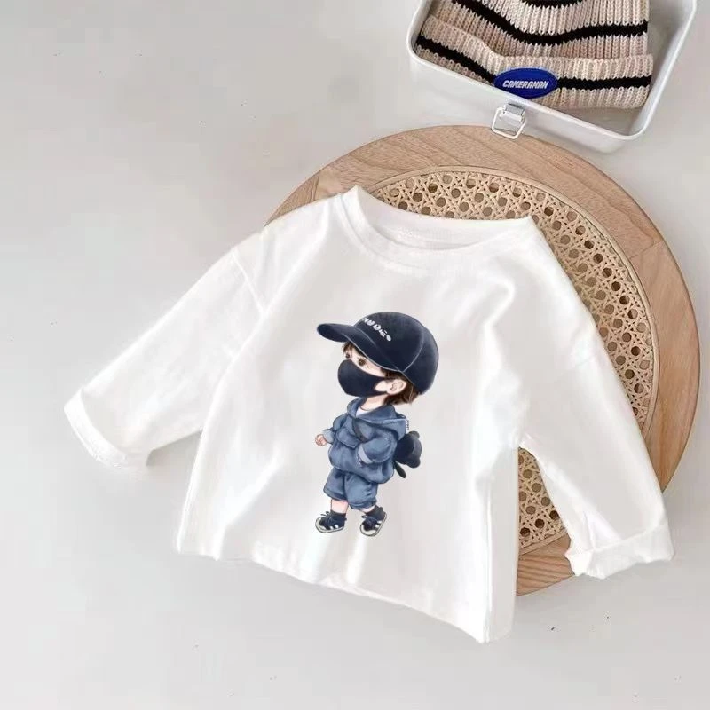 儿童长袖T恤春秋款2024纯棉中小童宝宝打底衫韩版男童秋装上衣潮
