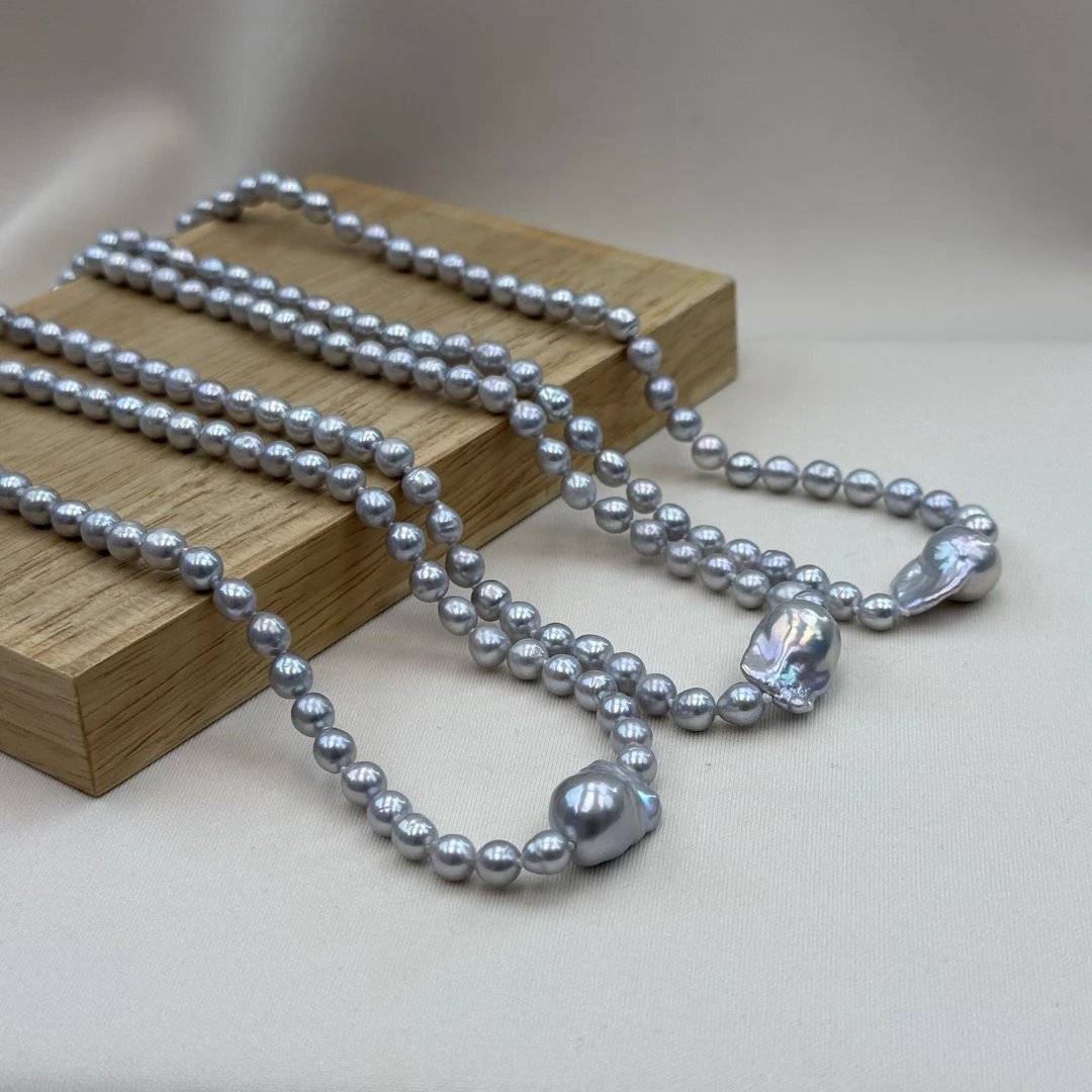 TX237【蓝血贵族】天然淡水珍珠巴洛克设计款满串多样性发一