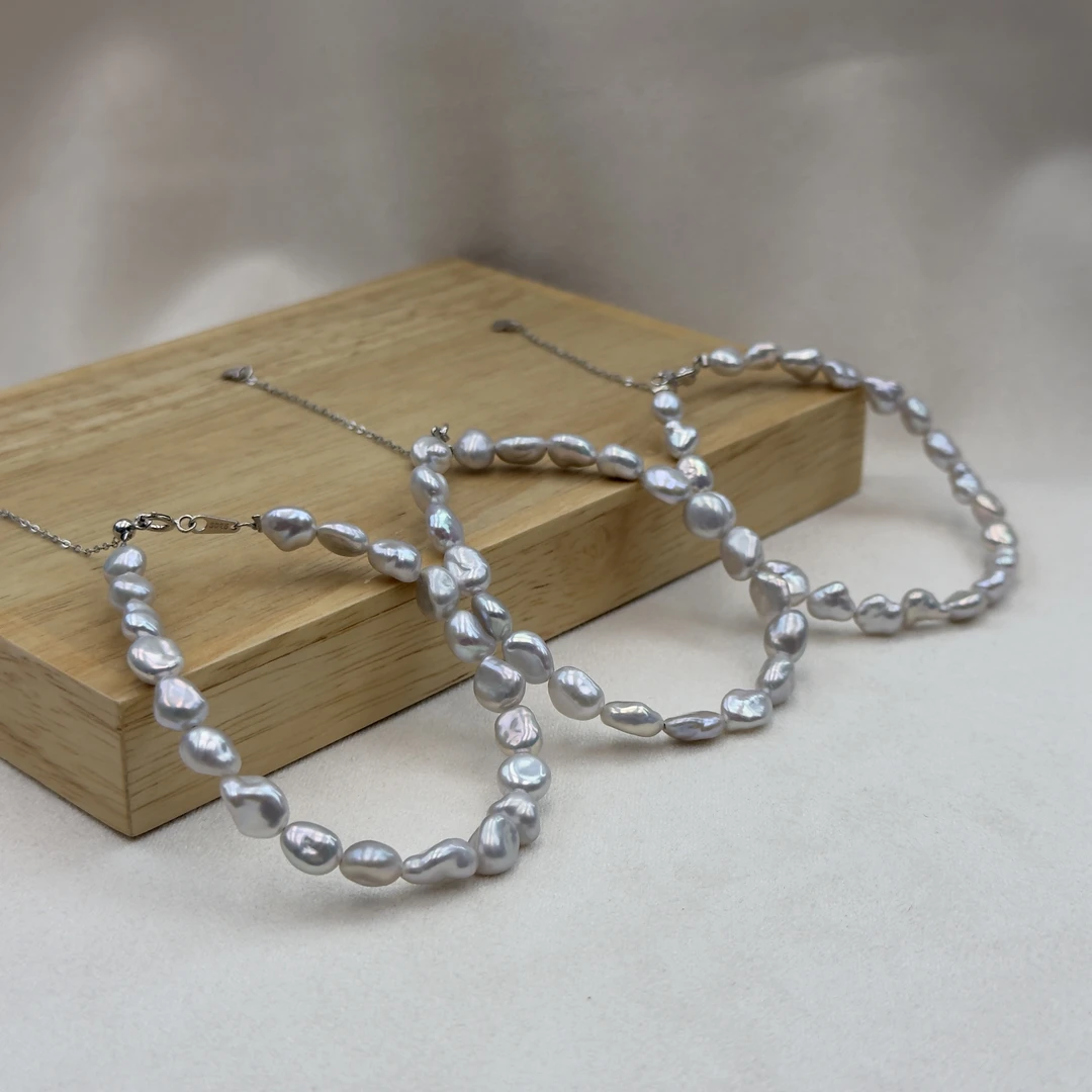 TS55【稀有野生】天然淡水野生Keshi珍珠蓝血手链多样性发一