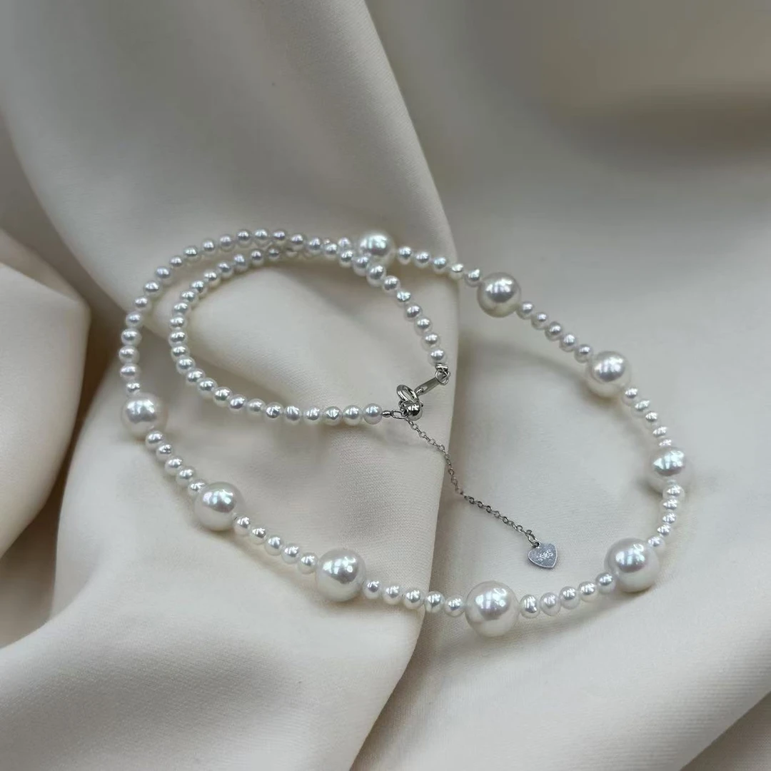 TX244【高货清仓】天然极光淡水珍珠设计款满串3-9mm