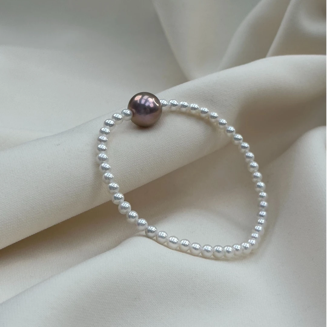TS59【赔钱高货漏】天然极光淡水珍珠弹力绳设计手链